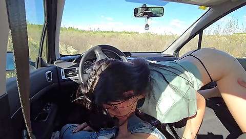 Sexy brunette saleswoman gives a massage and we test the product