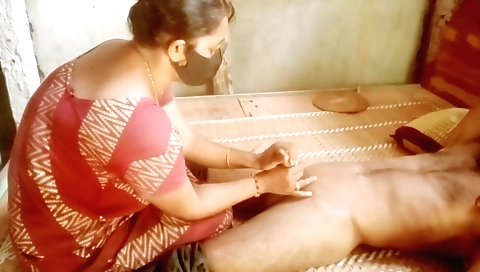 Handjob with an amateur brunette girl in a funny way