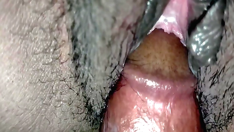 Hairy amateur brunette in pov video is getting a blowjob