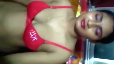 Amateur brunette teen caught in a threesome with two dudes