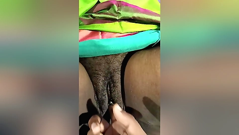 Amateur stepsister showing her hairy body on camera
