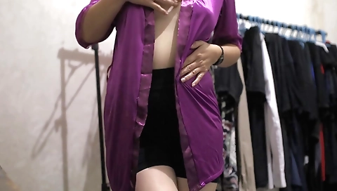 Indian babe rides her hairy pussy and takes off clothes