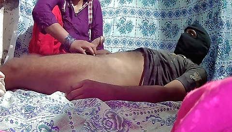 Handjob and oral sex in the room with a black babe