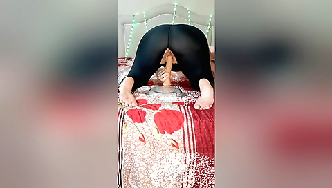 Indian girlfriend with big ass is riding huge dildo