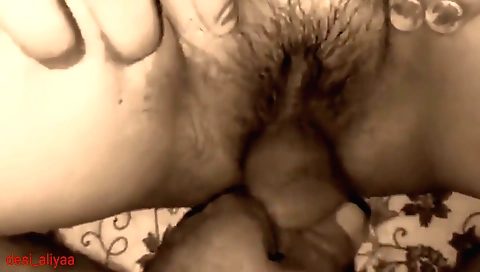 Indian hairy wife plays with her pussy and make husband happy