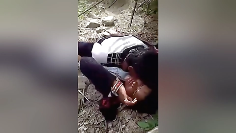 Indian hottie with natural breasts is getting banged outdoors