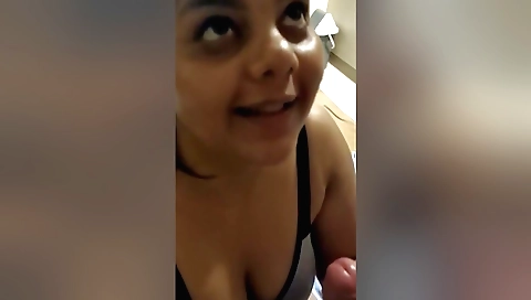 Hot brunette in a hotel room fucks in the hot room