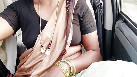 Indian girl masturbates as she rides a bicycle in the car