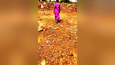 Indian teen in a cute outfit and hair in the nude outdoor show