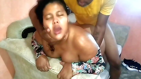 Brunette with a big cock and a fat ass gets fucked