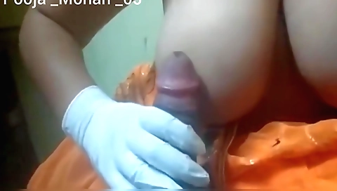 Indian brunette with big natural tits fucked in a massage