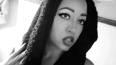 Amateur brunette witch in sexy lingerie makes a sexy spell