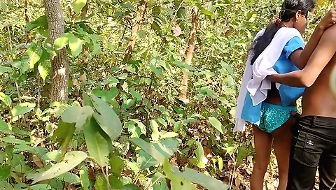 Indian brunette takes her green bikini and rides a long pole