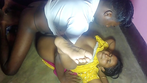 Indian brunette gets fucked in the kitchen by a dude