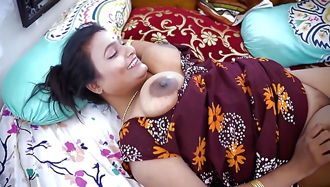 Big boobed brunette gets fucked hard by her husband