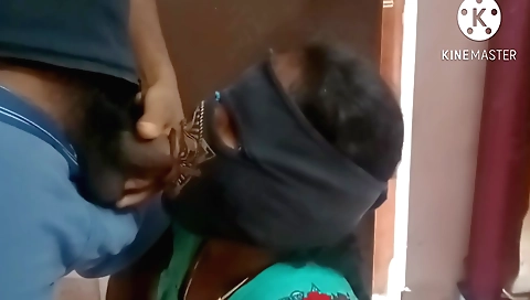 Indian amateur brunette covered with a face in a webcam vid