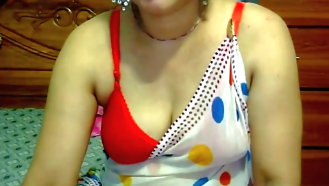 Indian wife with large tits masturbating in living room