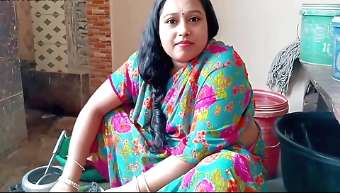 Indian stepmother sucks and fucks with a cock in pov