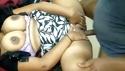 Indian brunette with big tits gets fucked in webcam