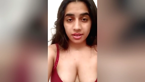Big boobs brunette with a sexy face fucks in the kitchen