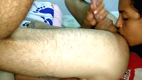 Indian brunette licking her ass and getting fingered
