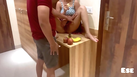Indian teen with big tits was caught and fucked in the shop