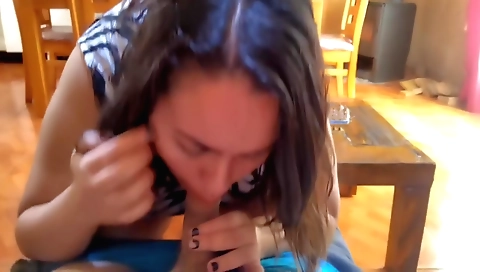 Indian stepmom with big tits gets facial as stepson masturbates